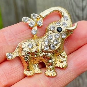 Elephant Brooch Elephant Pin Rhinestone Elephant Brooch
